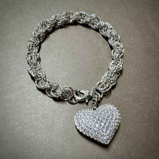 Chunky Heart Charm Bracelet