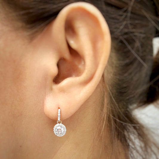 Classic Round Cut Drop Earrings in 7mm