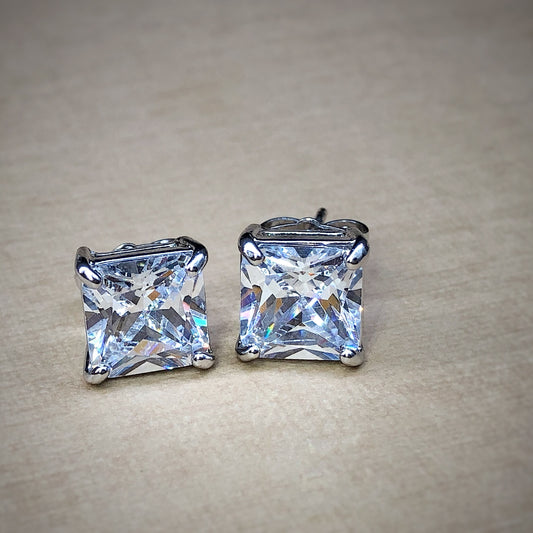 Classic Princess Cut Stud Earrings