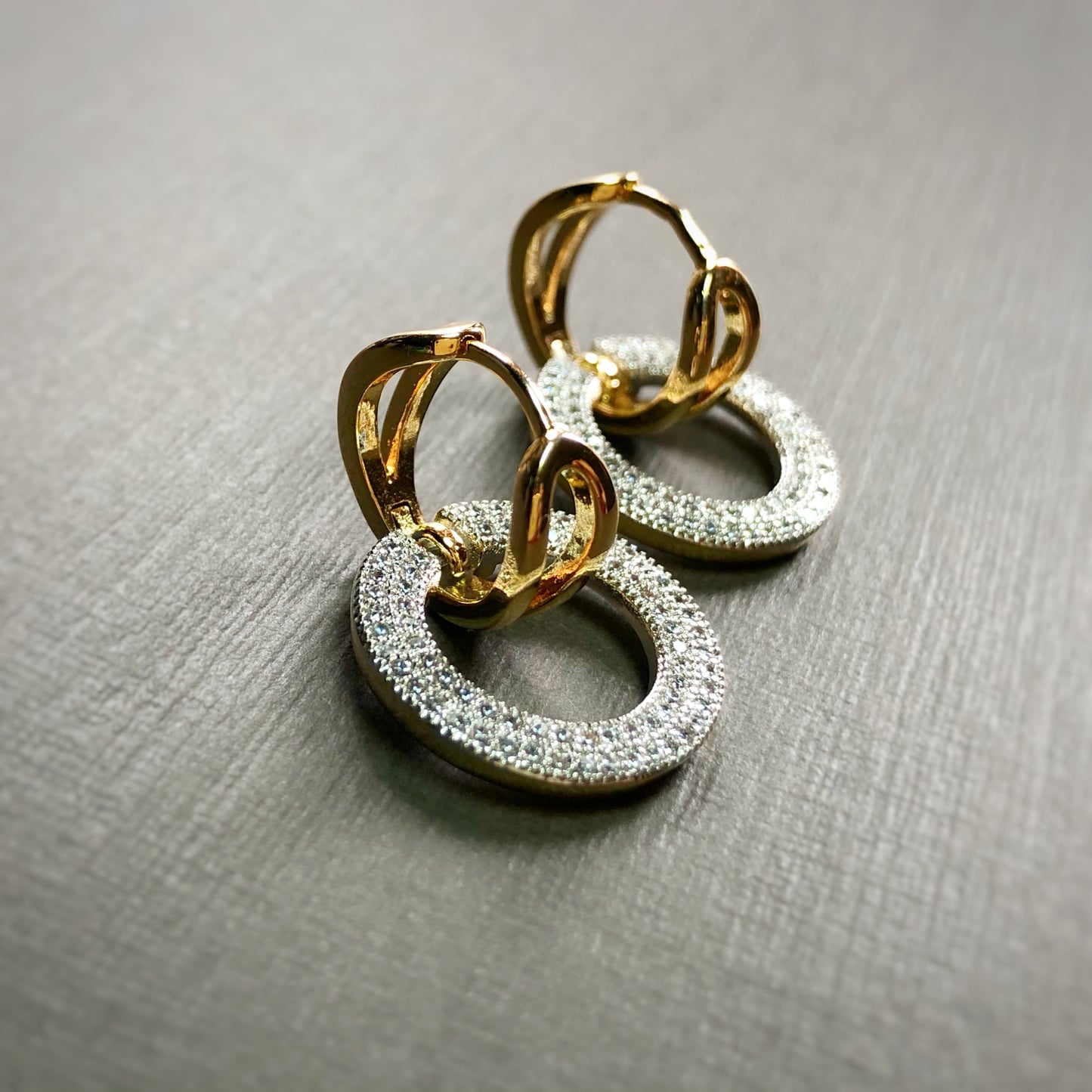 Two-Tone Eternity Dangling Earrings