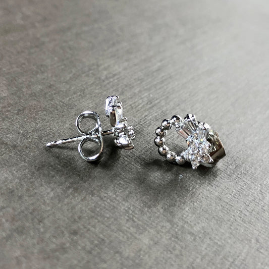 Beaded Open Circle in Whitegold Tone