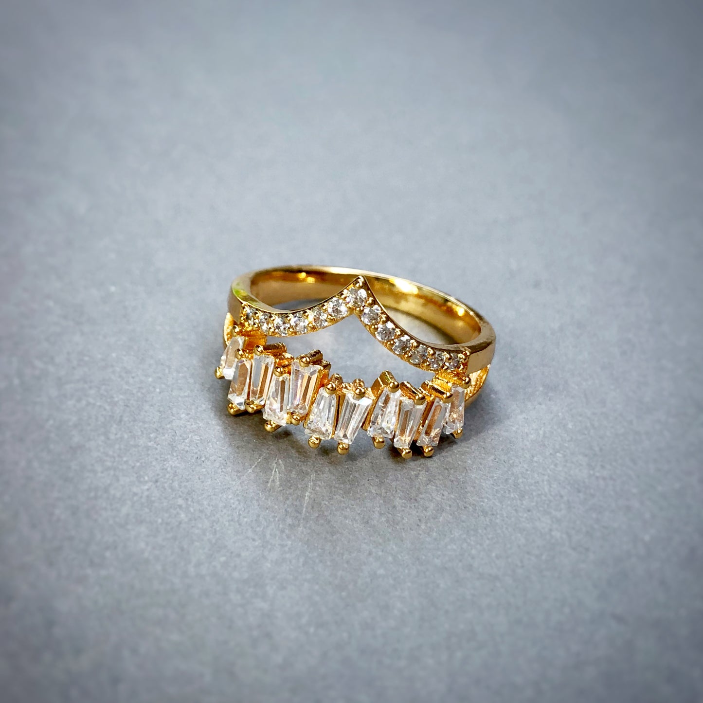 Baguette Cut Set in Gold Tone