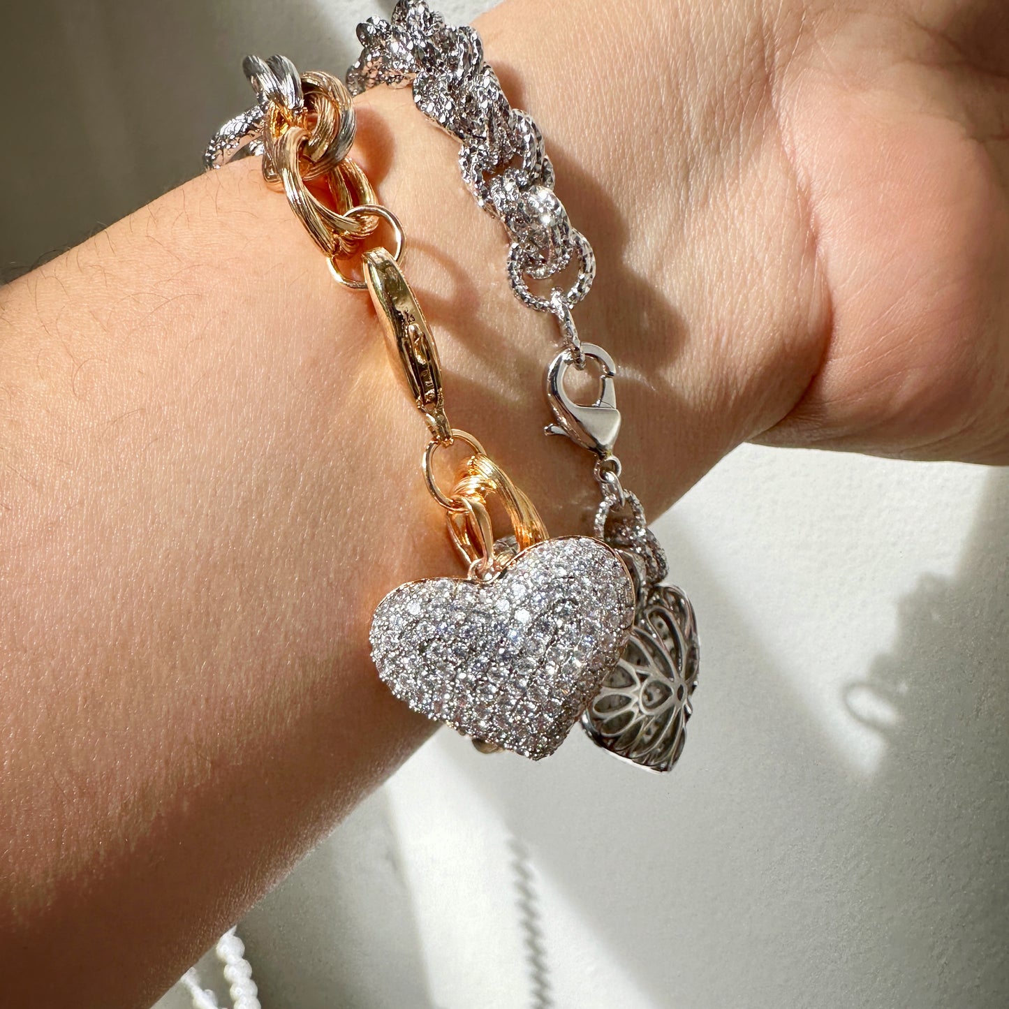Chunky Heart Charm Bracelet