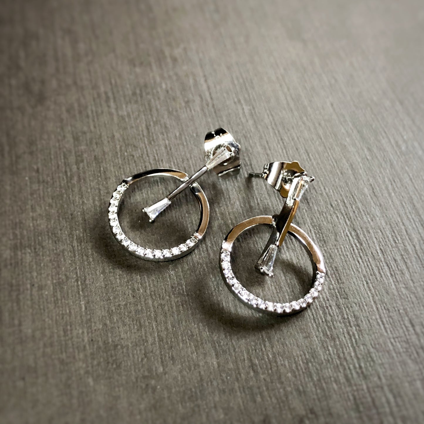 Floating Bar In Open Circle Dangling Earrings