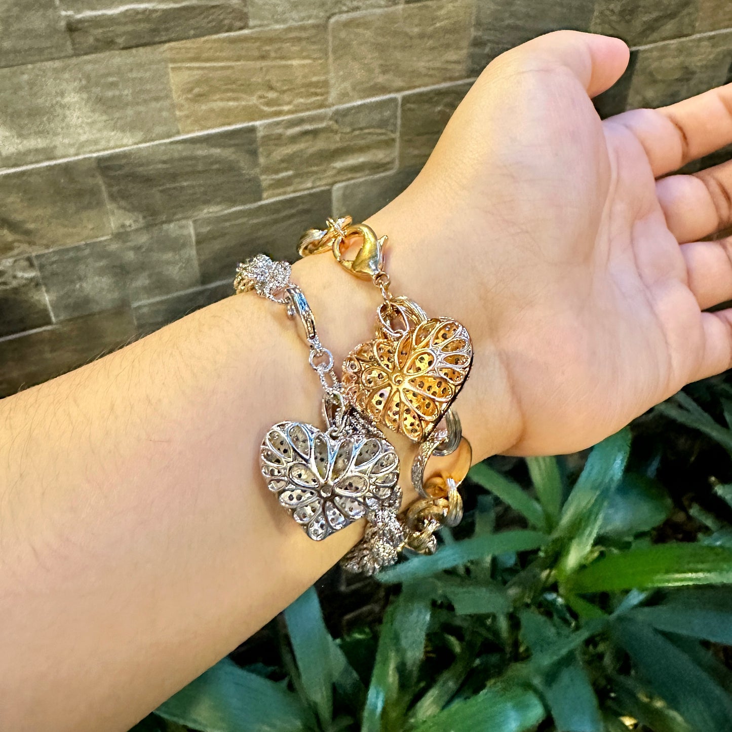 Chunky Heart Charm Bracelet