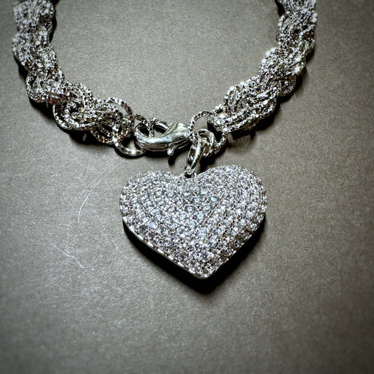 Chunky Heart Charm Bracelet