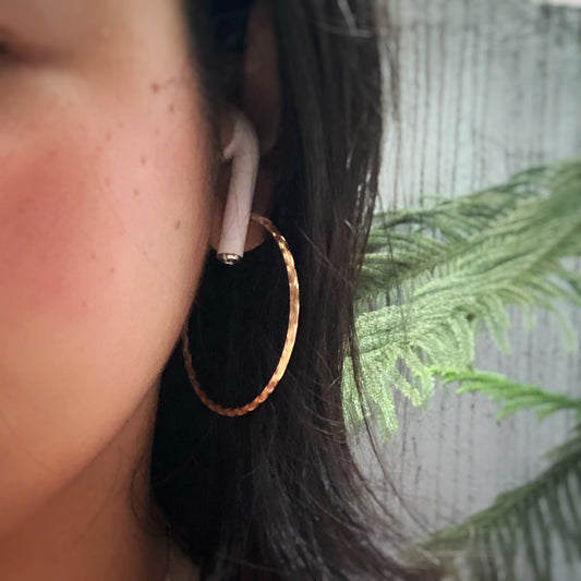 Rice Pattern Thin Oversized Hoop Earrings