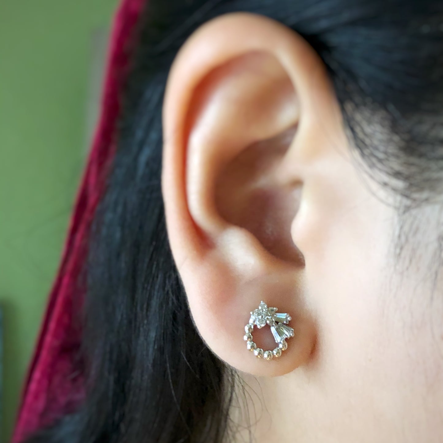 Beaded Open Circle in Whitegold Tone