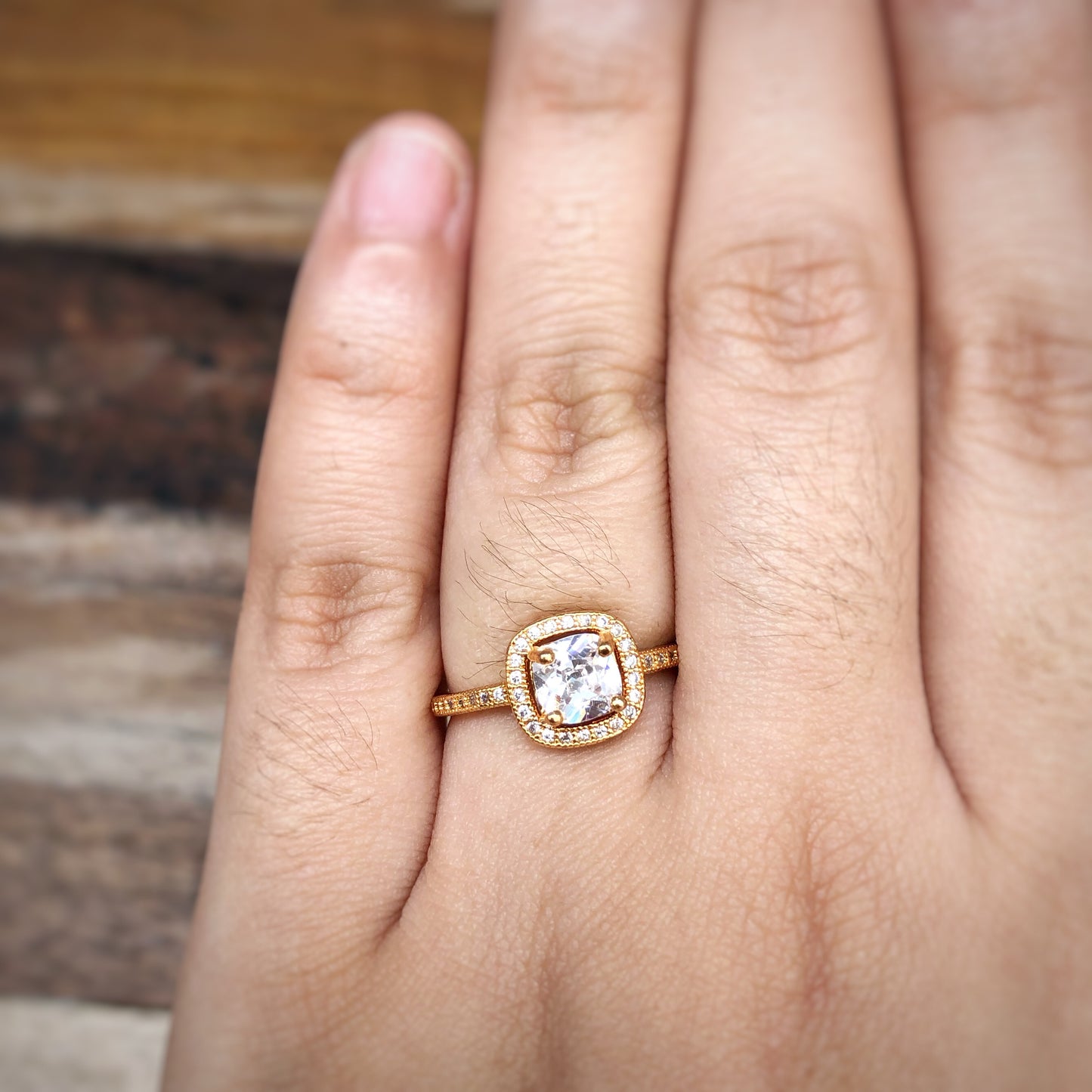 Dainty Princess Cut Set in Gold Tone