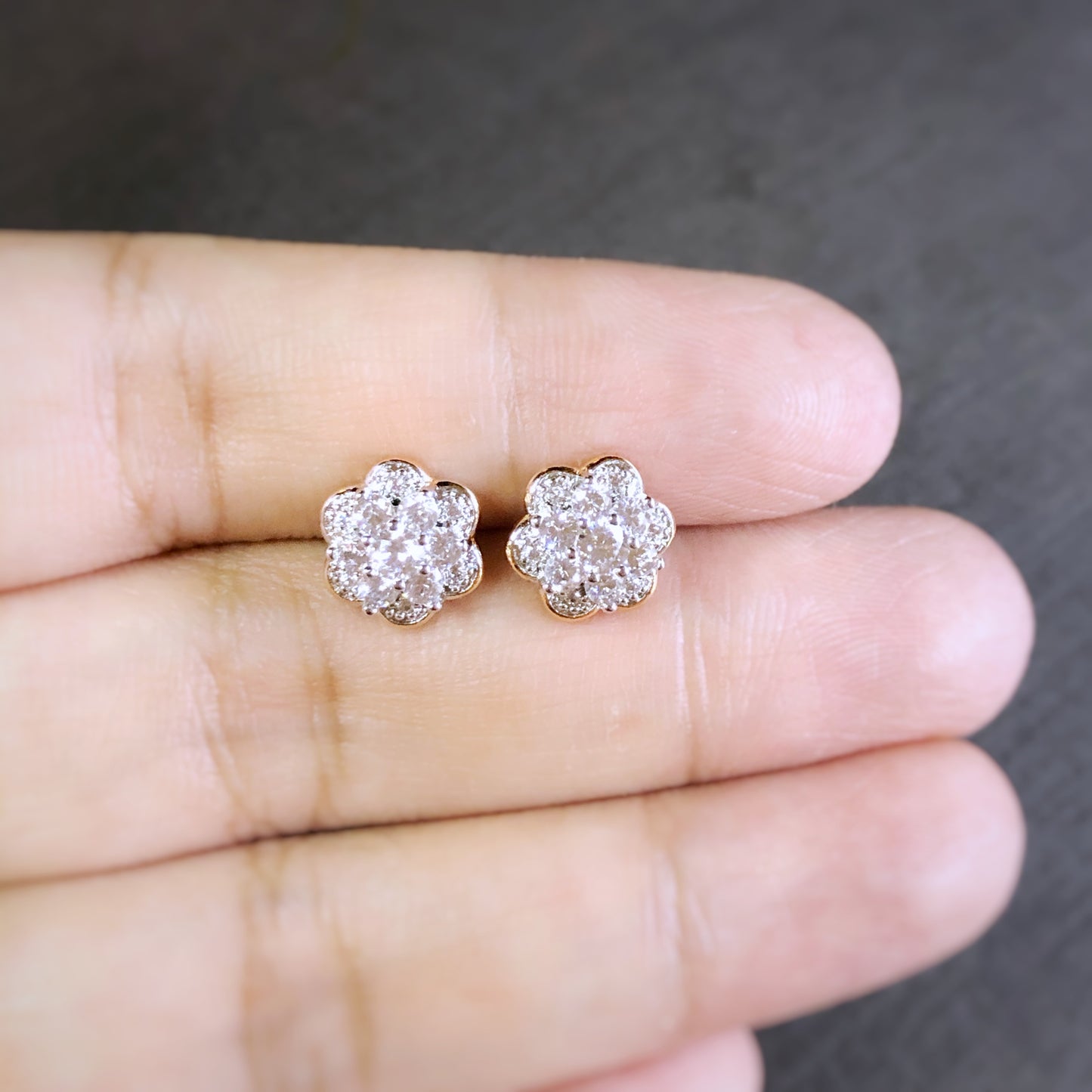 Pop-Up Floral Stud Earrings in Two Tone