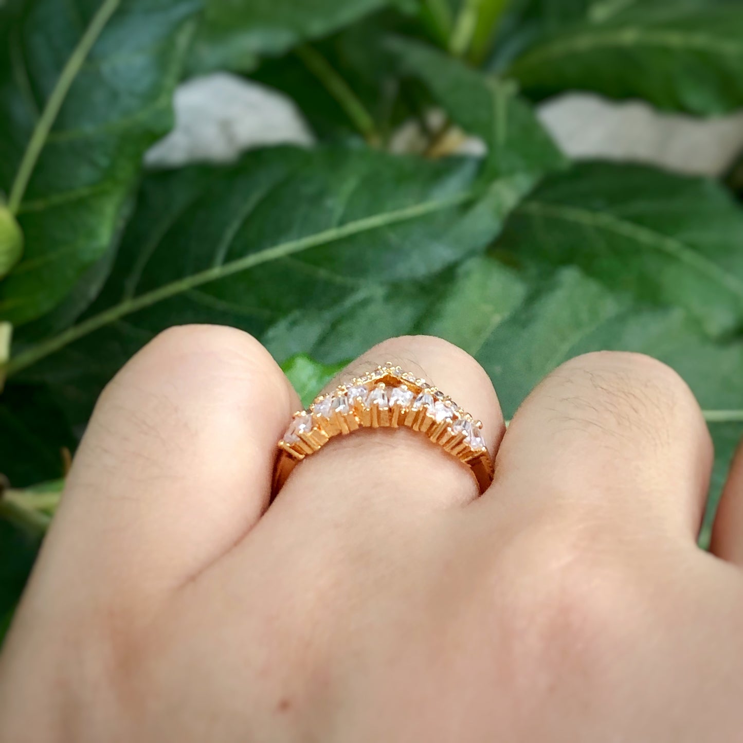 Baguette Cut Set in Gold Tone