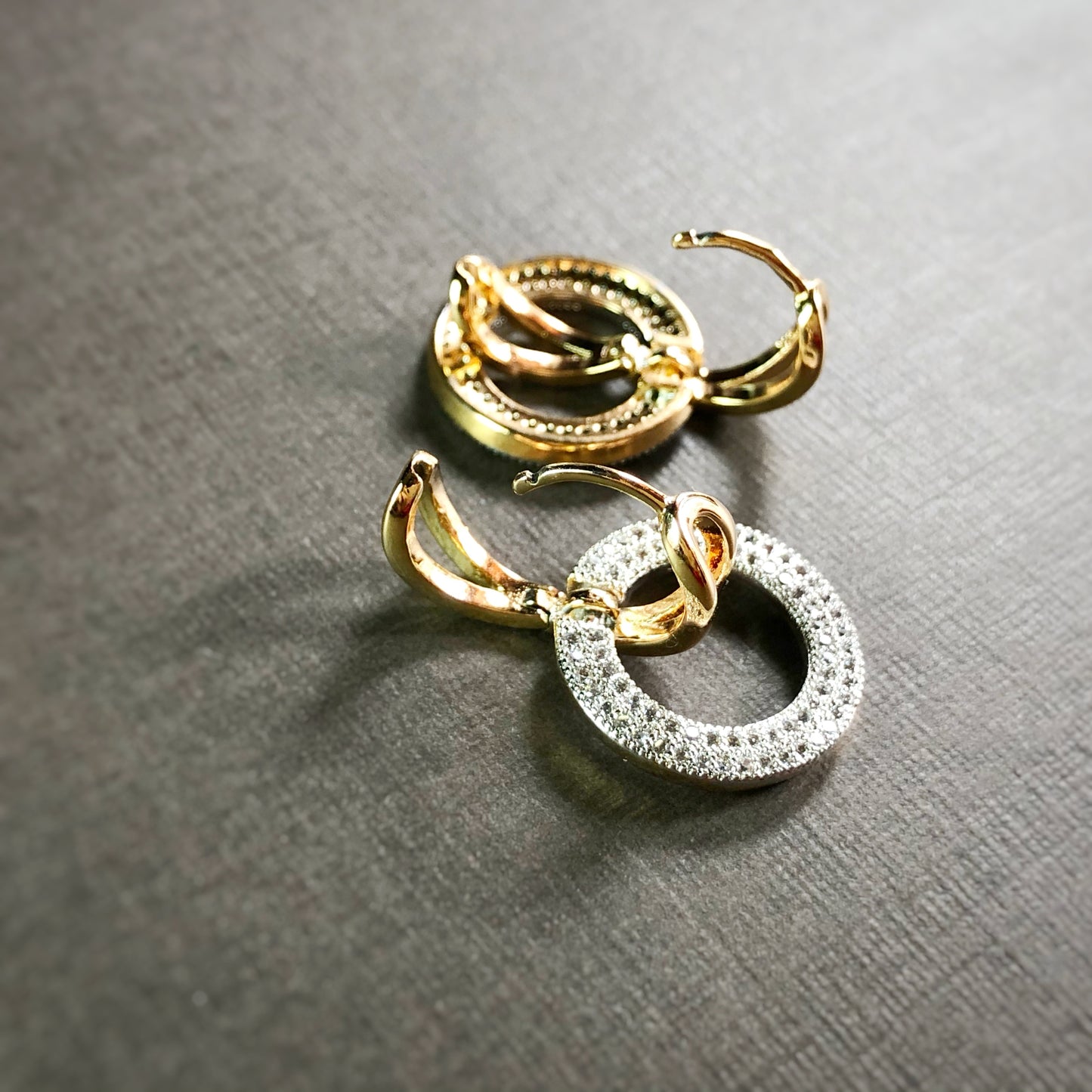 Two-Tone Eternity Dangling Earrings
