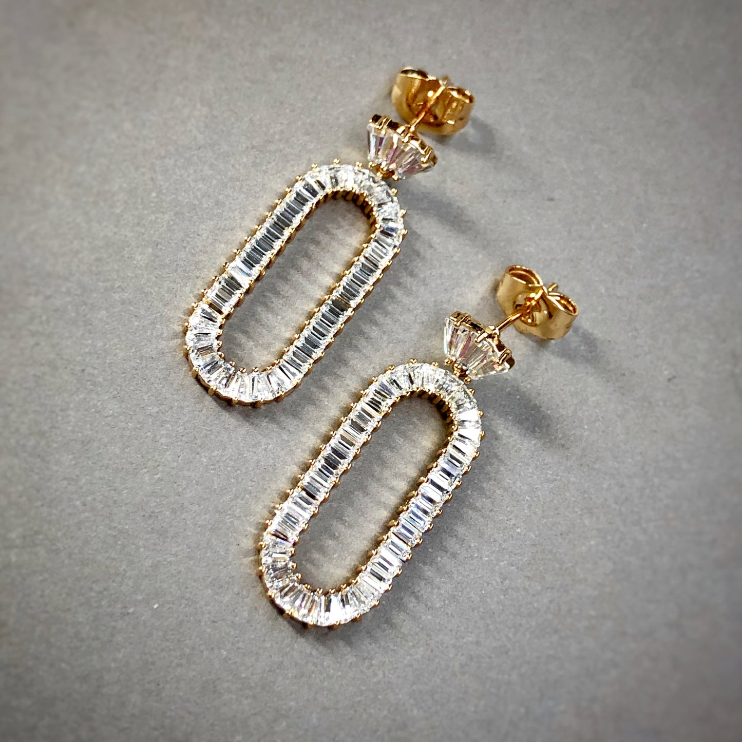 Oval Track Drop Earrings