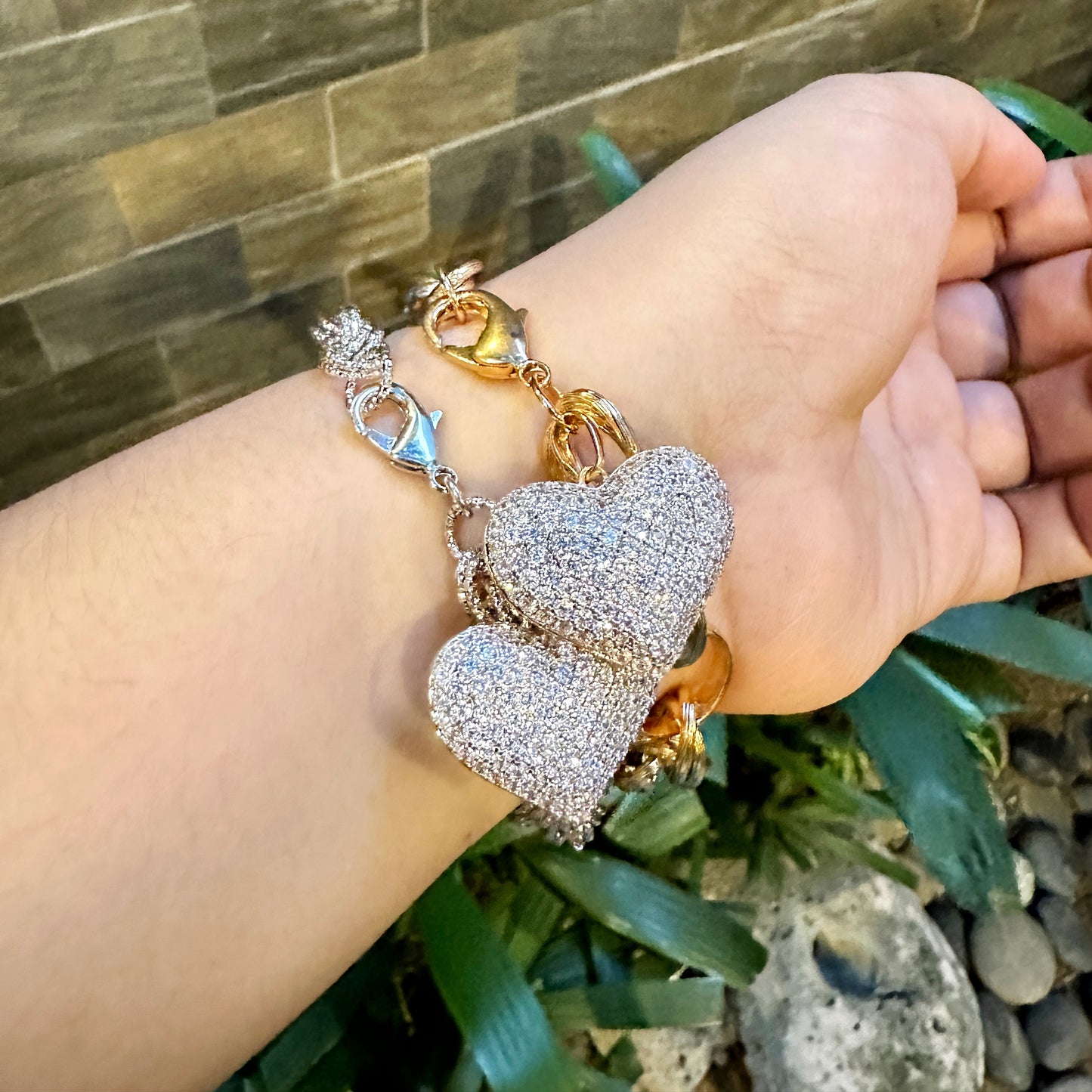Chunky Heart Charm Bracelet