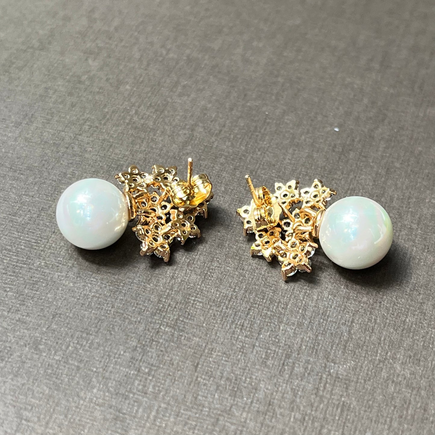 Clustered Flowers with Faux Pearl Drop Earrings