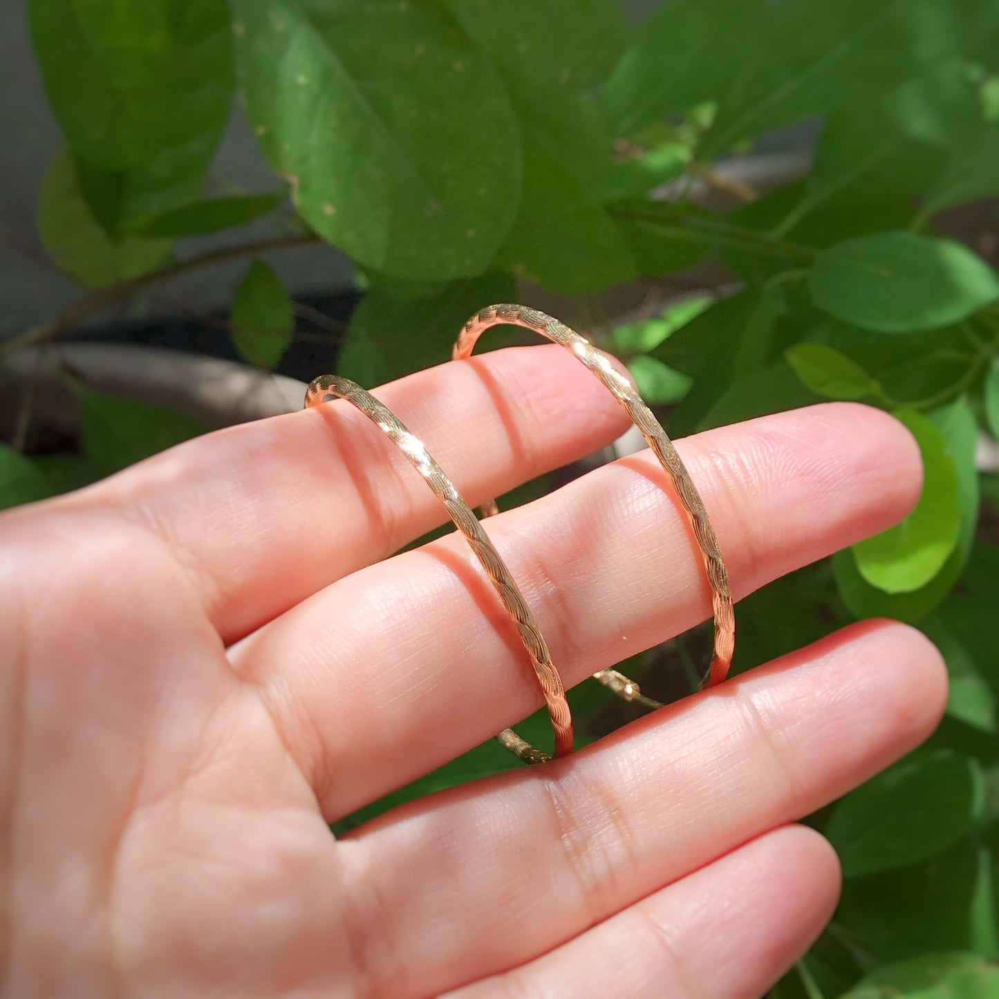 Rice Pattern Thin Oversized Hoop Earrings