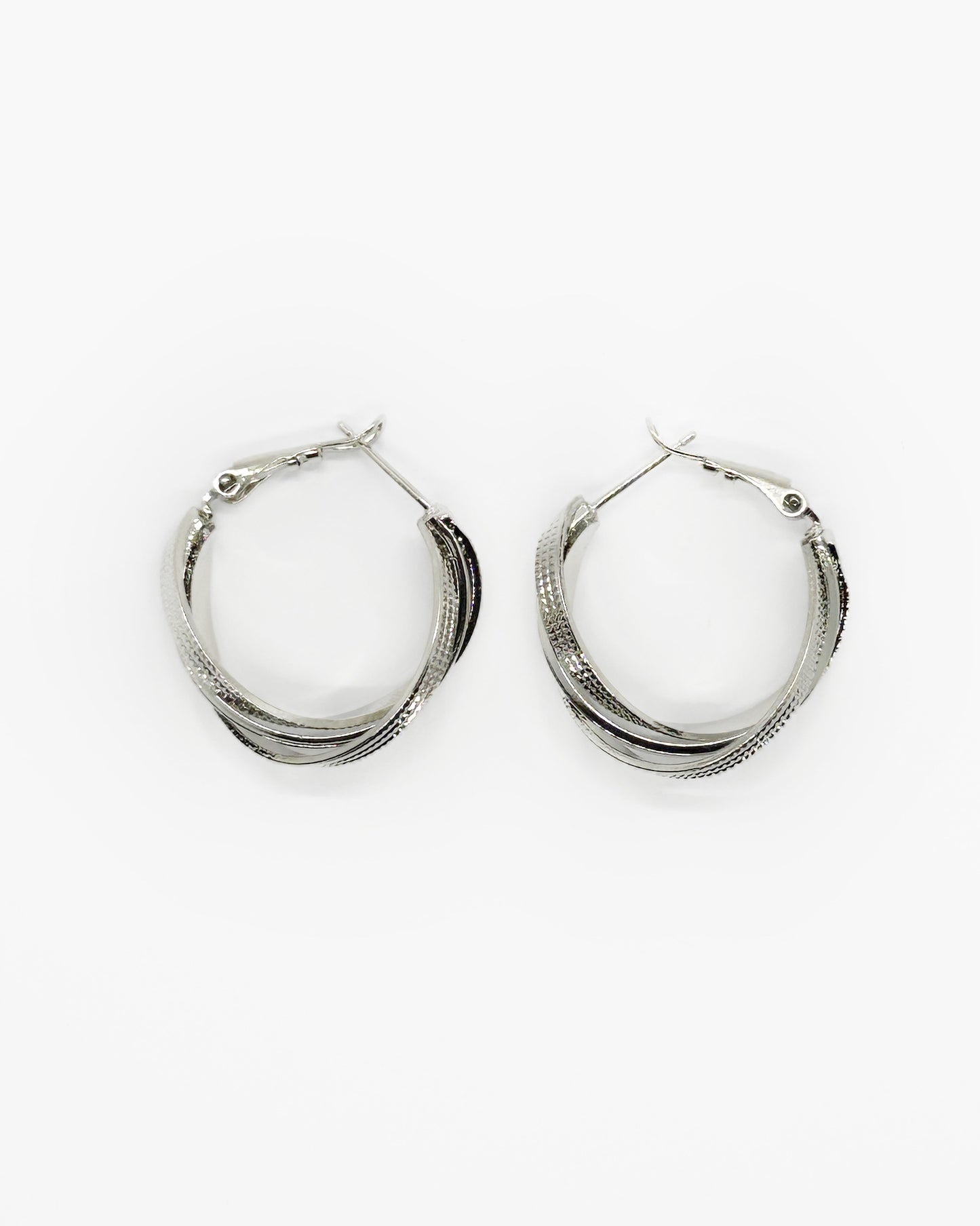 Twist Weave Hoop Earrings in 18K White Gold Dipped | 20mm