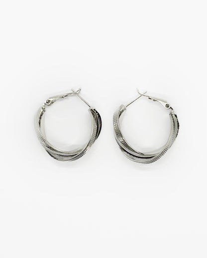 Twist Weave Hoop Earrings in 18K White Gold Dipped | 20mm