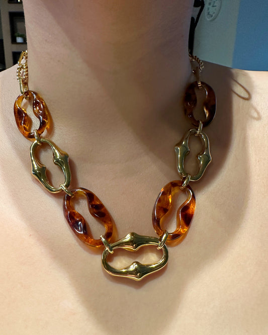 The Solara Link Statement Necklace in Stainless Steel