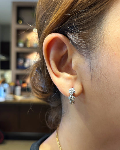Rosette Hoop Earrings – 18K White Gold Dipped