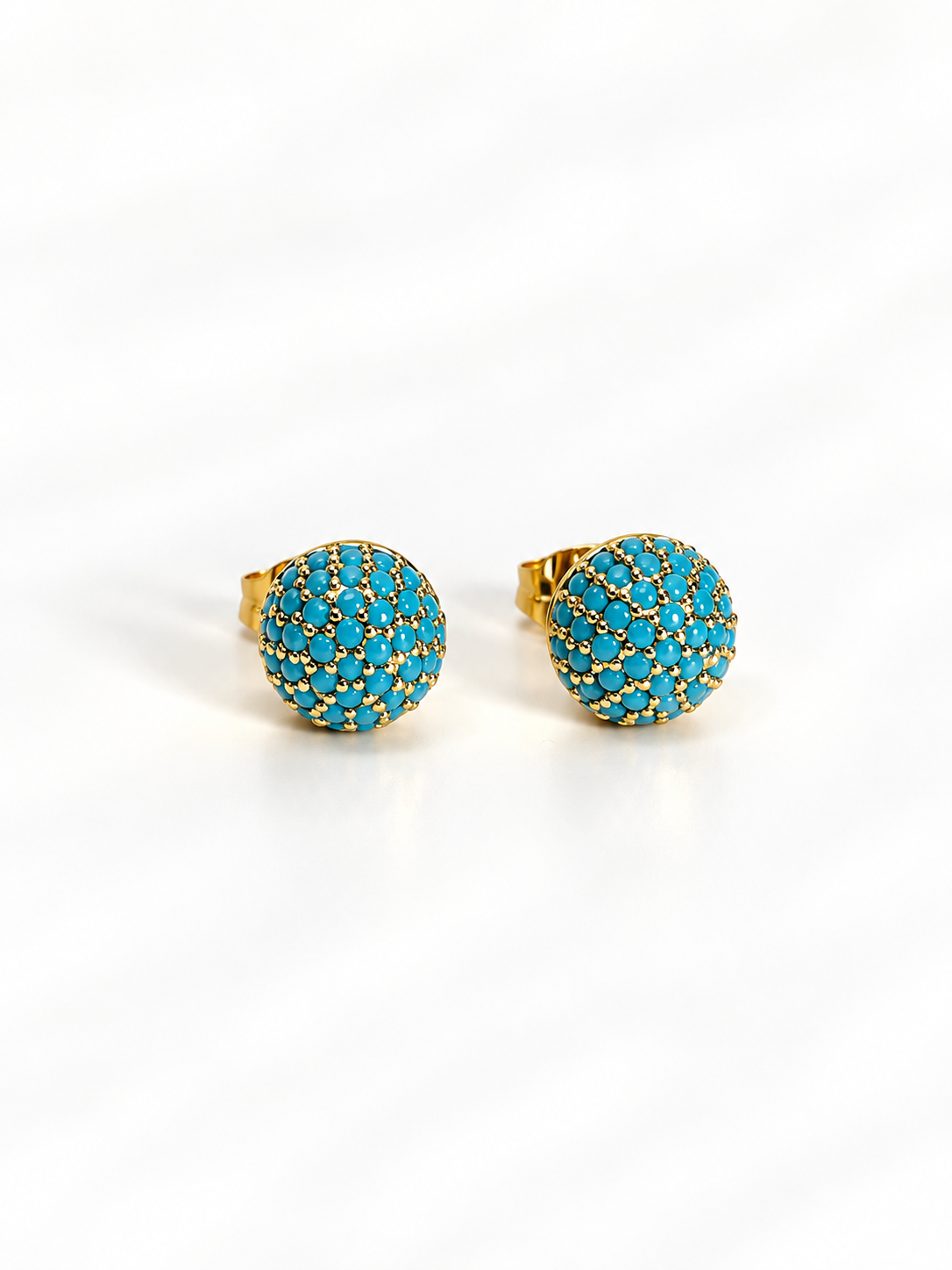 Micro-Pavé Turquoise Bead Sphere Stud Earrings