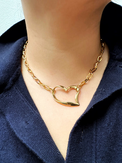 Open Heart Link Necklace & Bracelet Set