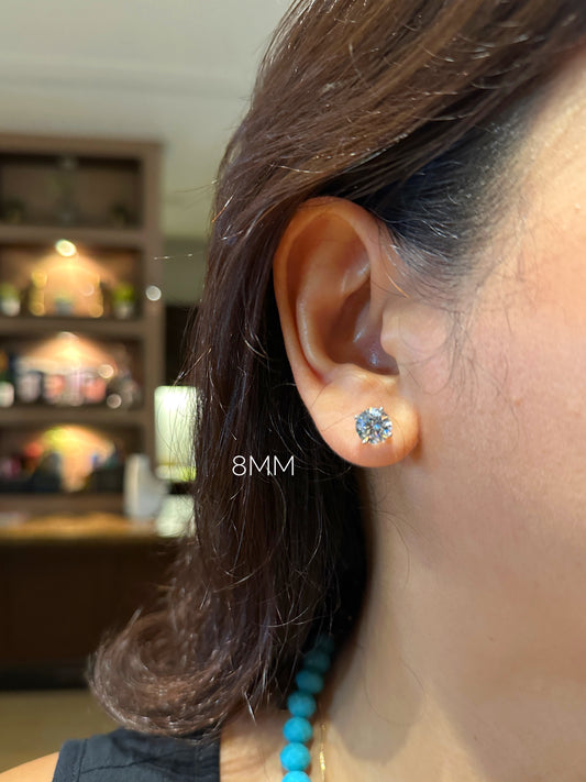Classic Round Cut Brilliant Zirconia Stud Earrings