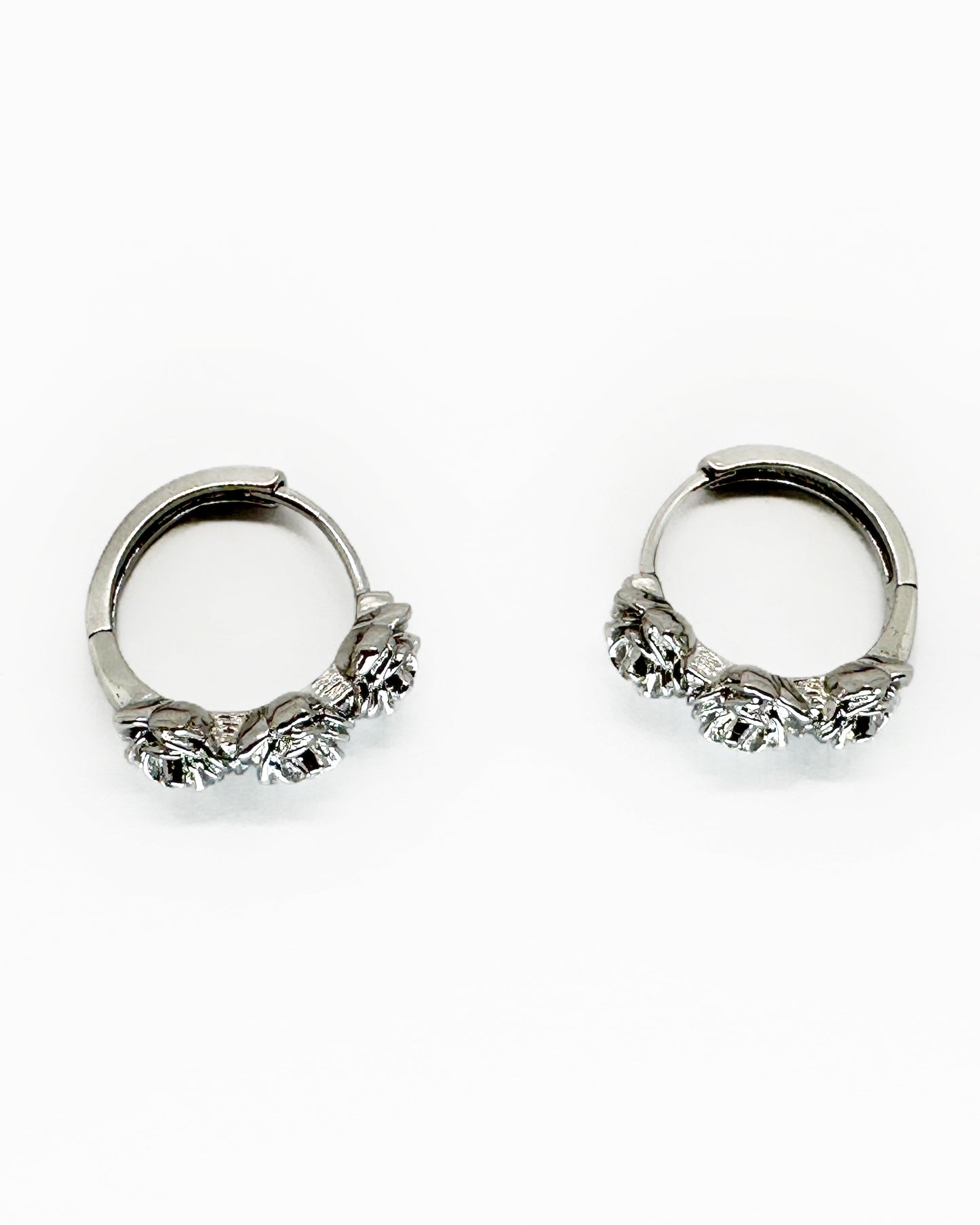 Rosette Hoop Earrings – 18K White Gold Dipped