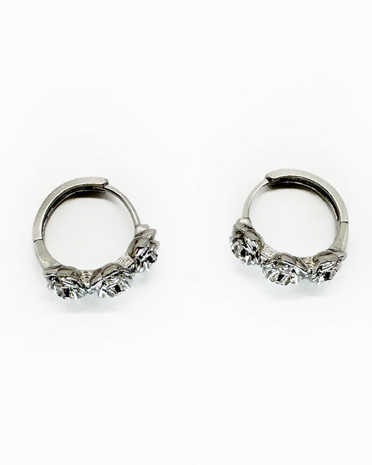 Rosette Hoop Earrings – 18K White Gold Dipped