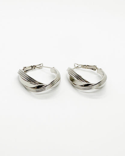 Twist Weave Hoop Earrings in 18K White Gold Dipped | 20mm