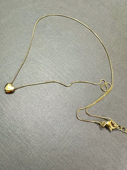 Solid Mini Heart Necklace in Gold Tone