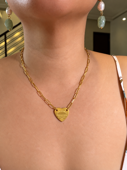 Classic Heart Tag Pendant Necklace | Stainless Steel Heart Charm Necklace