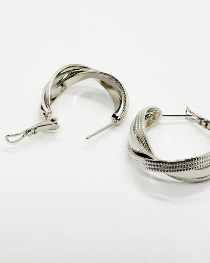 Twist Weave Hoop Earrings in 18K White Gold Dipped | 20mm