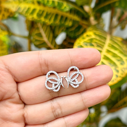 Butterfly Pretzel CZ Stud Earrings