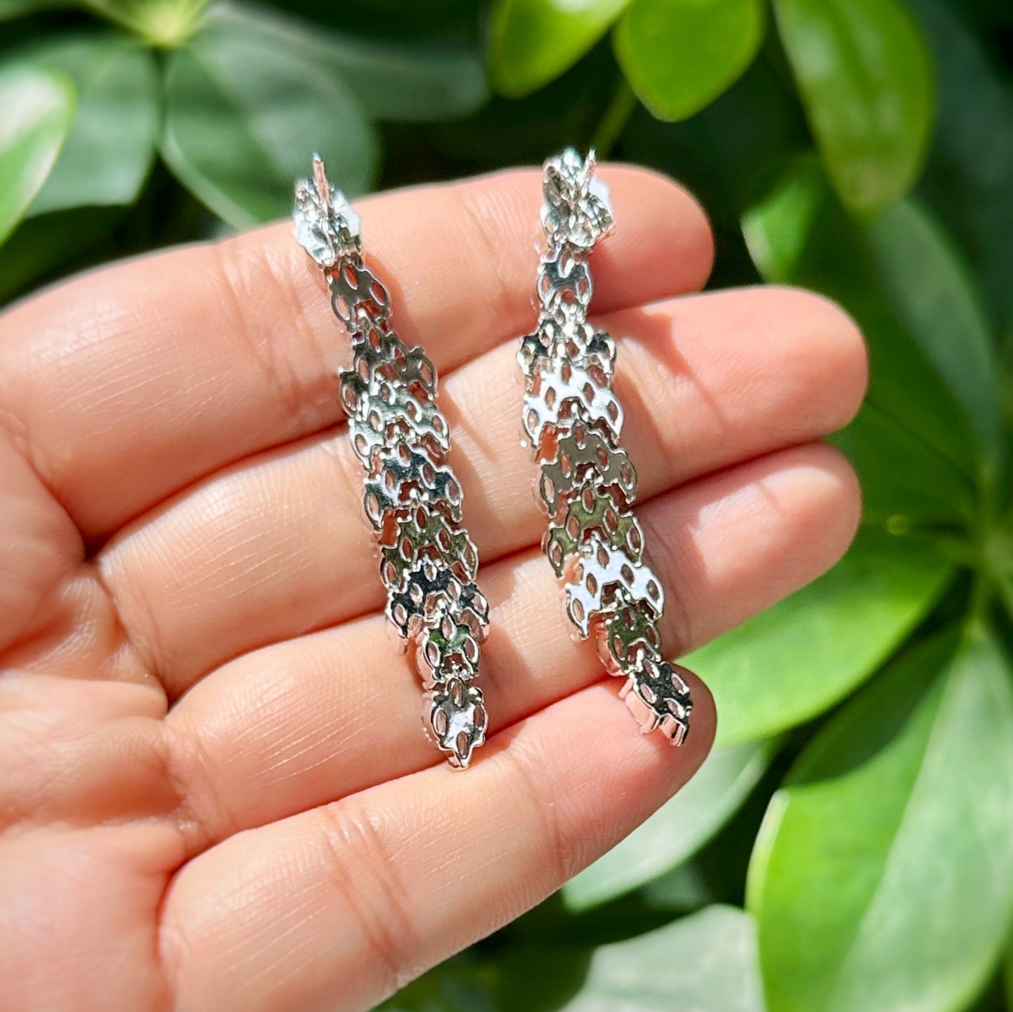 Leaf Cascade Zirconia Drop Earrings