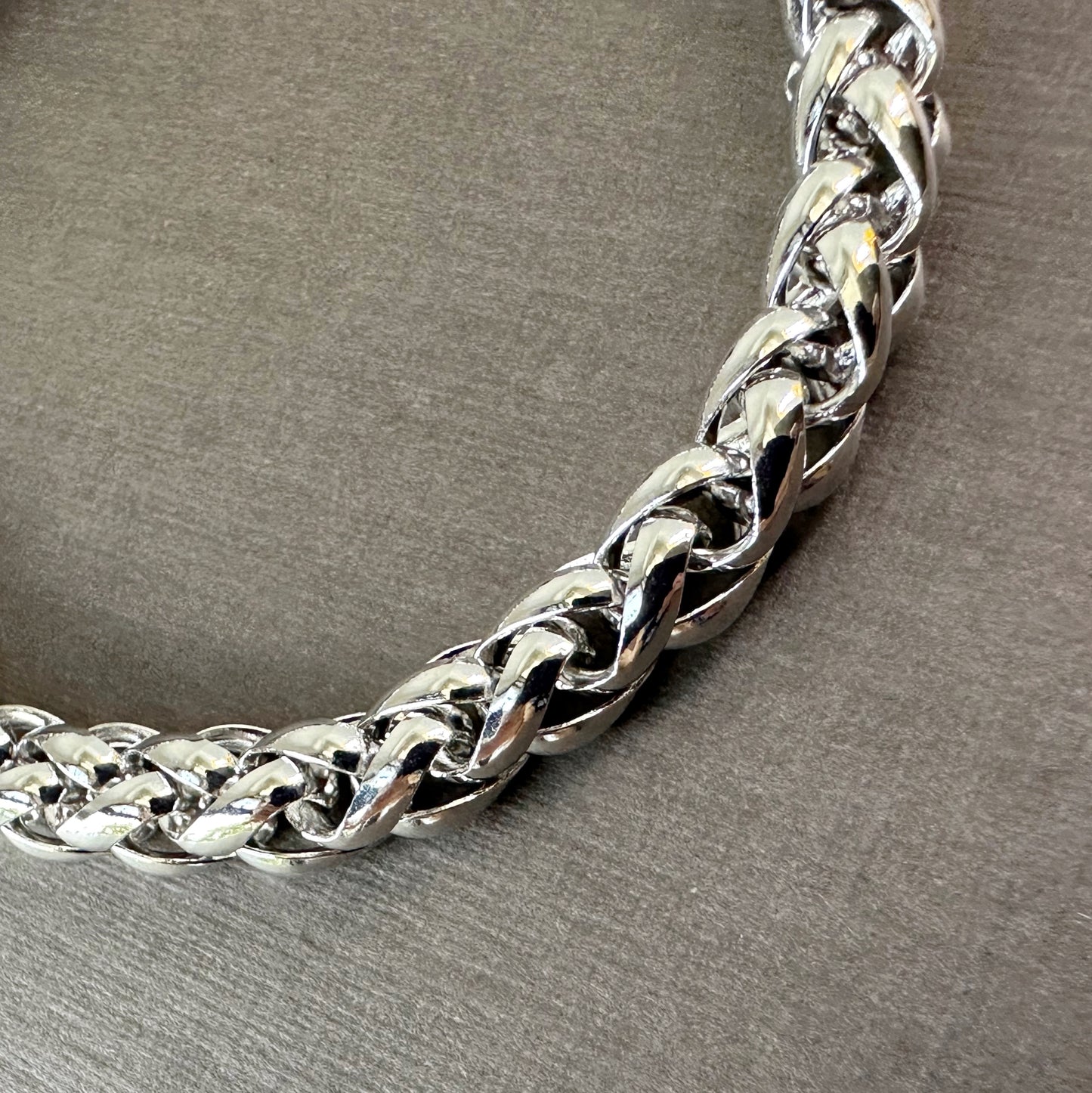 Chunky Woven Chain Bracelet in Whitegold Tone