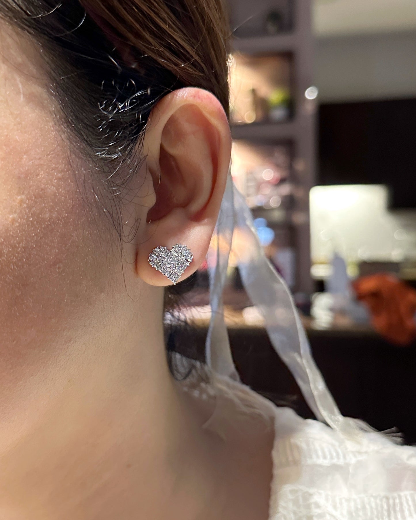 Twinkle Heart Pavé Stud Earrings