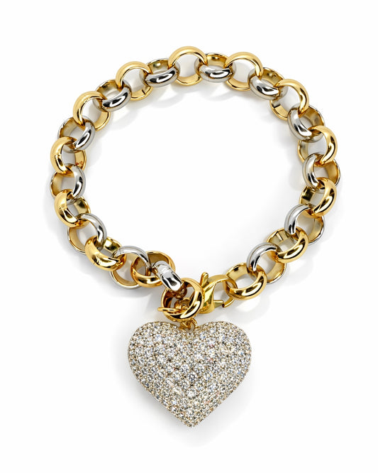 Heart of Gold Sparkling Charm Bracelet