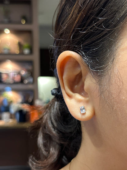 Petite Emerald Cut Solitaire Zirconia Stud Earrings