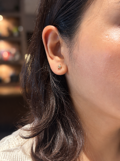 Dainty Blossom Marquise Zirconia Stud Earrings in 14K Gold Tone