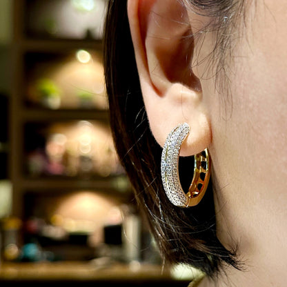 Classic Gold Tone Zirconia Hoop Earrings