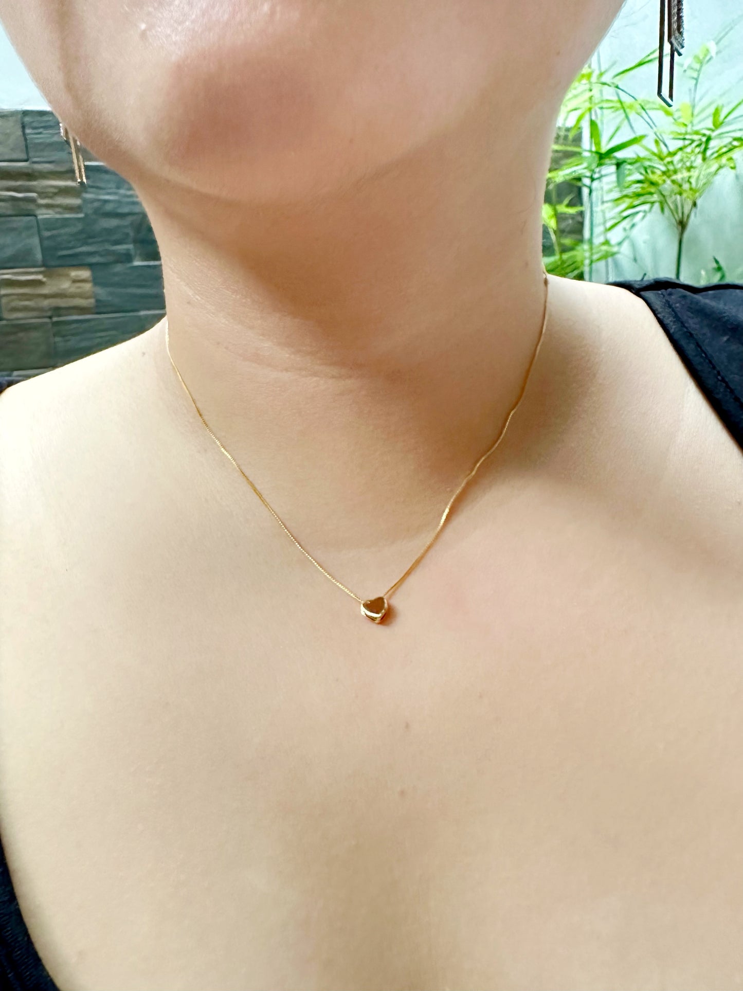 Solid Mini Heart Necklace in Gold Tone