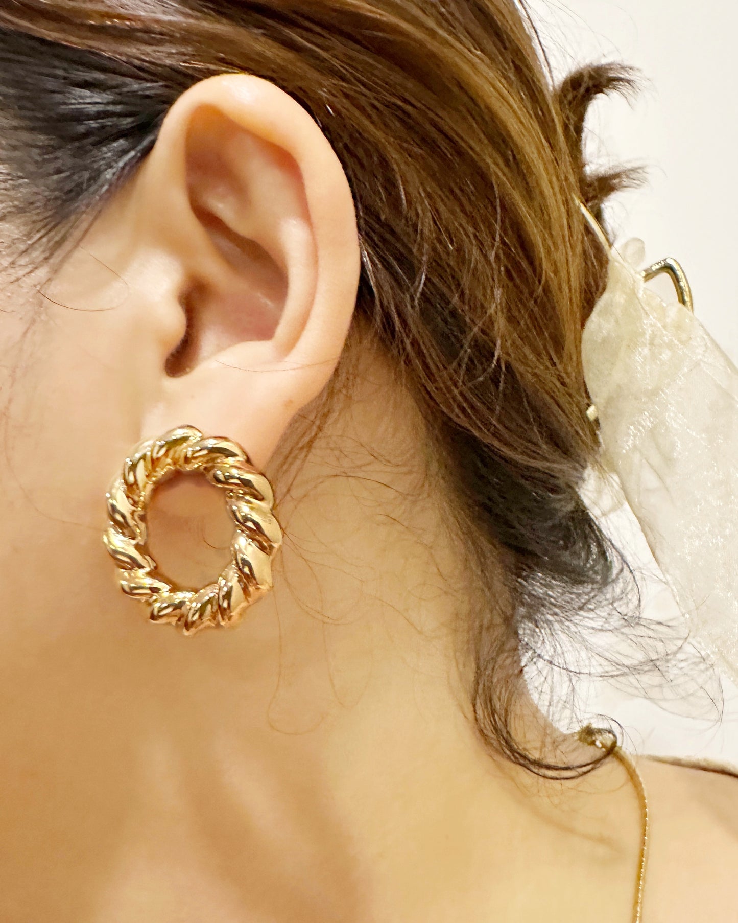 Twist Rope Open Circle Statement Earrings