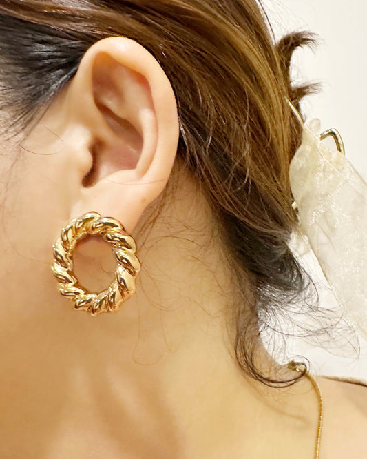 Twist Rope Open Circle Statement Earrings