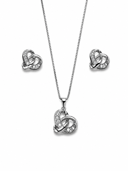 Interlocking Knot Pavé Zirconia Necklace & Earrings Set