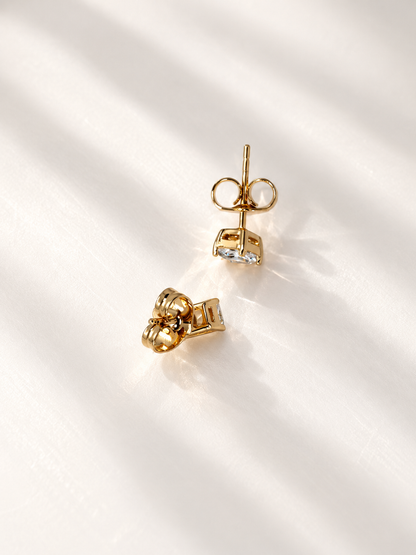 Petite Emerald Cut Solitaire Zirconia Stud Earrings