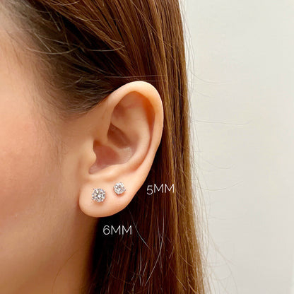 Classic Round Cut Brilliant Zirconia Stud Earrings