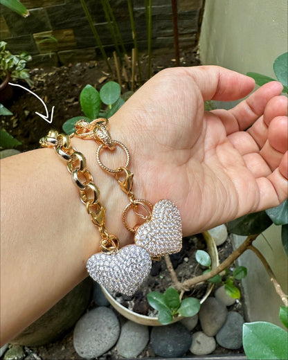 Heart of Gold Sparkling Charm Bracelet