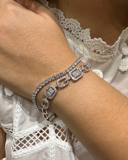 The Prism Link Tennis Bracelet in 14K White Gold Tone