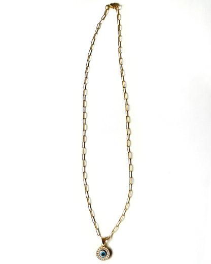 Evil Eye Pendant Necklace in Stainless Steel